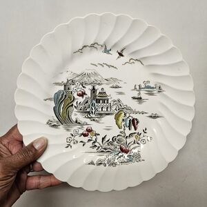 Vintage 70s Myott "Pagoda" Hand Engraved Plate